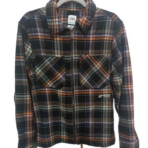 Zara Men's Plaid Lightweight Zip Jacket Size Medium